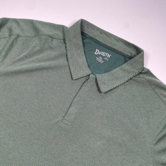 Duluth Trading Co Other - Duluth Trading Co Mens 2XL Green Striped Short Sleeve Polo Shirt Standard Fit